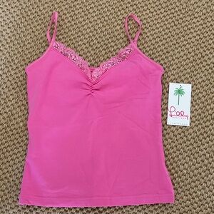 Lilly Pulitzer Hibiscus Pink Lace-Trim Camisole Size S Small